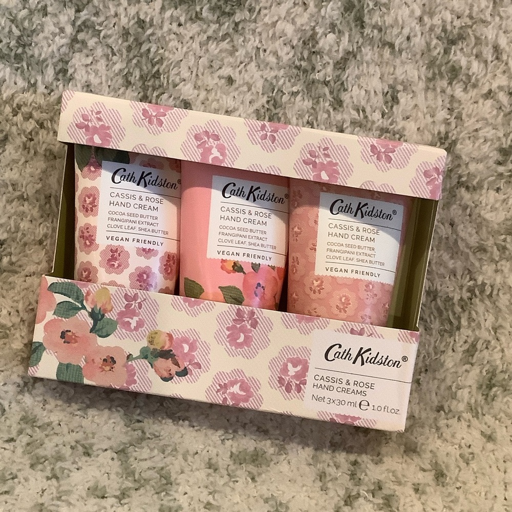 Cath Kidston Scented Cassis & Rose Hand Cream Trio NWT 3x30ml